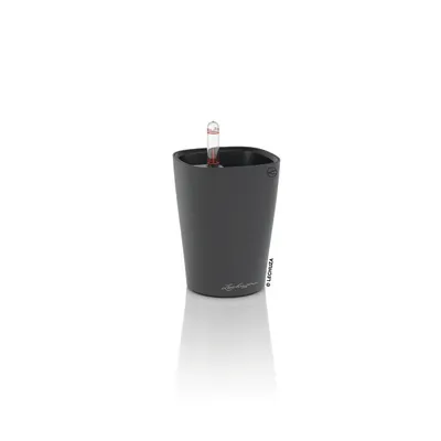 Produktbild von LECHUZA-Pflanzgefäß Mini-DELTINI Premium Basaltgrau Matt | Tischgefäß mit Bewässerungssystem | matte Oberfläche | 10 x 10 x 13 cm | 14945