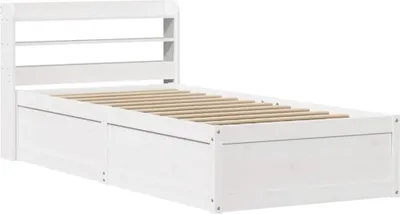 Produktbild von vidaXL Massivholzbett mit Kopfteil Weiß 90x200 cm Kiefer