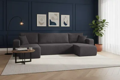 Produktbild von VENASI LUNA U-FORM Ecksofa mit Schlaffunktion und Bettkasten Sofa U Form Eckcouch Schlafsofa GRAU