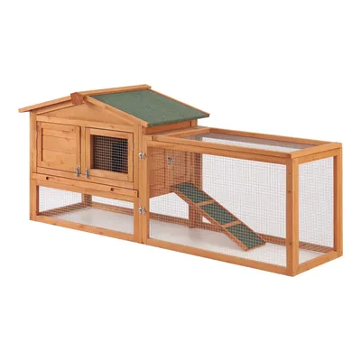 Imagen del producto de Jaula para conejos Tressa, apta para interior y exterior - 68x156x52 cm - Color madera - Pino y metal - Para conejos - Para animales pequeños