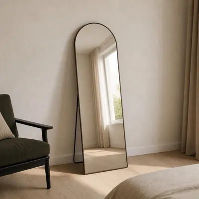 Hauptansicht des LunaMirror Rowan Ganzkörperspiegels in Dunkelbraun, 161 x 52 cm