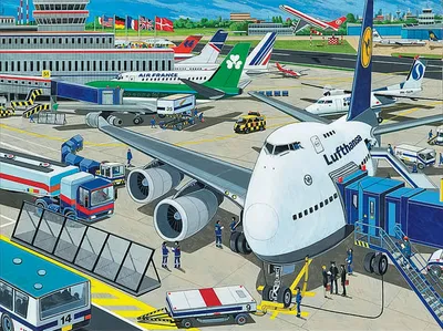 Image de Puzzle Ravensburger - Aérodrome, 100 pièces XXL