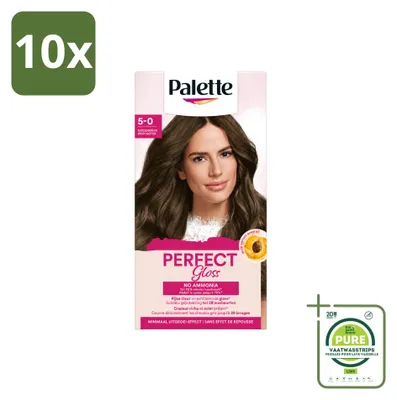 Obrázok produktu pre 10 kusov farby na vlasy Palette Perfect Gloss, umývateľná, odtieň 5 – stredná hnedá, veľké balenie