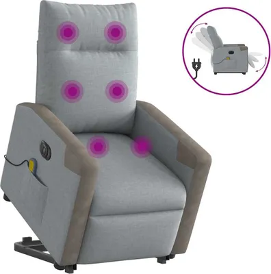Image de Fauteuil inclinable de massage électrique Gris clair Tissu