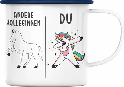 Produktbild von Trendation - Beste Kollegin Emaille Tasse Geschenk Spruch Lustig Lieblingskollegin Geburtstag (Blau)