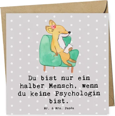 Produktbild von Mr. & Mrs. Panda Grußkarte Psychologin Herz - Grau Pastell - Geschenk, doppelkarte, faltkarte, Klappkarte, Glückwunschkarte, anlasskarte