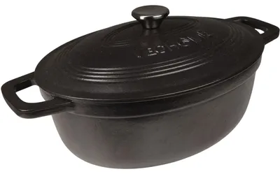 Image de Poêle en fonte émaillée, ovale, 6 litres, compatible avec les plaques à induction et au gaz