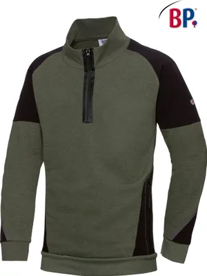 Produktbild von BP® Sweatshirt-Troyer für Herren - oliv/schwarz - 2XL