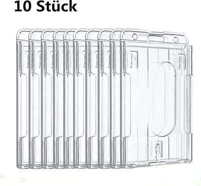 Produktbild von 10 Stück Hartplastik Ausweishülle, 2,1*3,5inch Transparent Kartenhalter Kartenschutz mit Daumenschlitz Vertikal ID Schutzhülle für Schule Büro, Vertikaler Ausweishülle