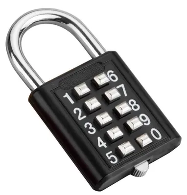 Produktbild von Zahlenschloss schwarze Zinklegierung 10-stelliges Druckknopf-Sicherheitsschloss ohne Schlüssel