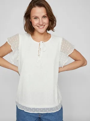 Immagine prodotto di T-shirt con pois e coulisse sullo scollo | 36