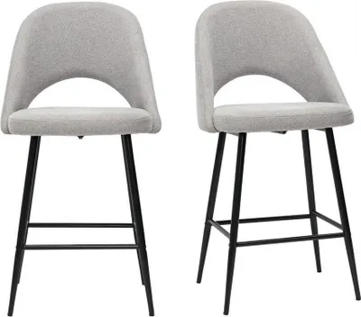 Produktbild von Miliboo - Barhocker grauer Stoff mit Samteffekt H65cm (2er-Set) COSETTE