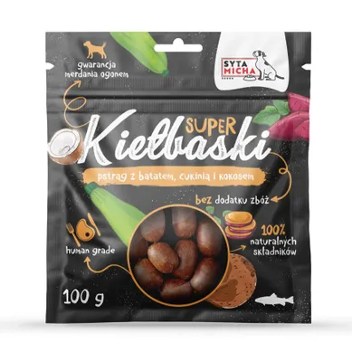 Obrázek produktu pro Klobásky se pstruhem, batáty, cuketou a kokosem