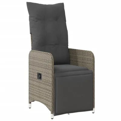 Produktbild von Gartensessel Verstellbar mit Kissen Grau Poly Rattan