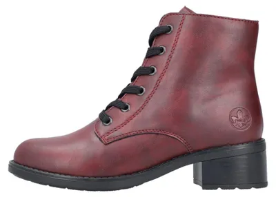 Image de Chaussures de ville pour femmes Rieker, bottines, chaussures à lacets, bottines à lacets, couleur rouge, style décontracté