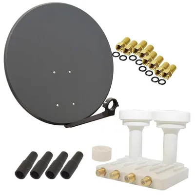 Zdjęcie produktu dla Antena satelitarna PremiumX, 80 cm, quad, monoblok, LNB, 8 złączek F