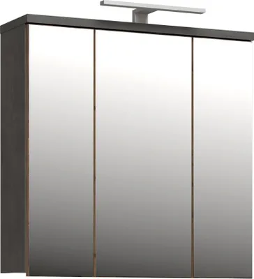 Produktbild von Badezimmerspiegelschrank >Veris< LED-Beleuchtung, Spiegel, Betonoptik grau - 68,6x68,1x20cm (B/H/T)
