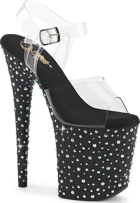 Produktbild von STARDANCE-808 Pleaser High Heels Plateausandaletten klar schwarz Multi Strass