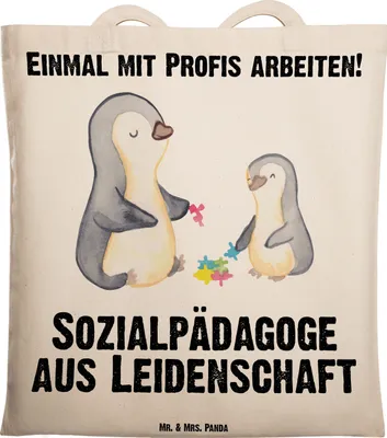 Produktbild von Mr. & Mrs. Panda Tote Bag Sozialpädagoge Leidenschaft - Transparent - Geschenk, Tragetasche, Laptoptasche, Tasche, Beutel, Jutebeutel