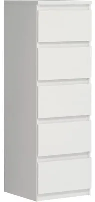 Image de CHELSEA Commode 5 tiroirs - 41,8 x 42,2 x 128,1 cm - Blanc mat