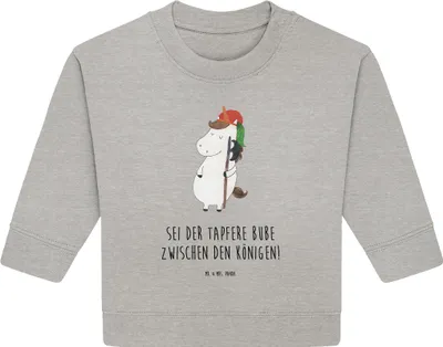 Produktbild von Mr. & Mrs. Panda Organic Baby Pullover Einhorn Junge 12. - 18. Monat - Heather Grey - Geschenk, Unicorn, Einhörner, Bube, Mittelalter, Bullover