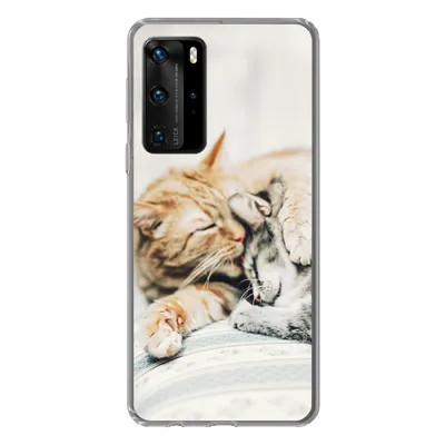 Produktbild von MuchoWow® Handyhülle Schutzhülle Hülle für Huawei P40 Pro Katzen - Sofa - Wohnzimmer Silikon Softcase Handy Hülle - Schutz