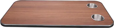 Zdjęcie produktu dla Blat z litego drewna z 2 uchwytami na kubki ze stali nierdzewnej do przyczep, kamperów, jachtów, pokładów łodzi, 800 x 400 mm, brązowy