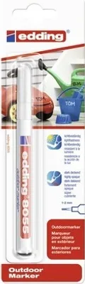 Produktbild von edding 8055 Outdoormarker - weiß - 1 Lackstift - Rundspitze 1-2 mm - stark deckend, wasserfest - Lackmarker für den Außenbereich - permanentes Beschriften z.B. von Mülltonnen, Kinderspielzeug