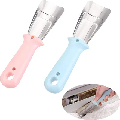 Produktbild von Frost Schaufel Enteisen Scraper Gefrierschrank KüChen 2PCS Edelstahl-Abtauschaufel Gefrierschrank HaushaltsküChe Gefrierschrank Enteiser KüHlschrank ReinigungsgeräT KüHlschrank Enteisungsschaufel