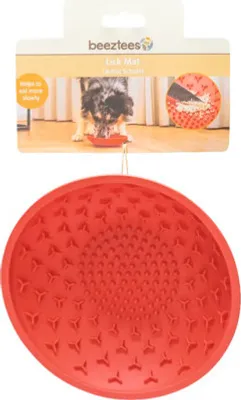 Produktbild von Leckschale beeztees Silikon Leckschale rot Slowfeeder, Schleckmatte, spülmaschinenfest, ca. 19 x 19 x 4,5 cm