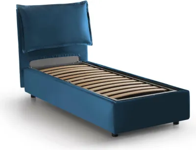 Produktbild von Einzelbett Dasenci, Containerbett mit Stoffbespannung, 100%  Italy, Frontöffnung, passend für Matratze Cm 90x200, Blau