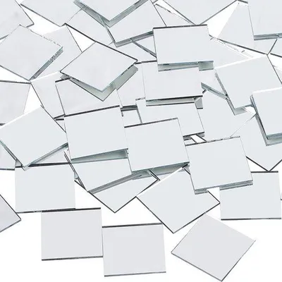 Obrázek produktu pro Sada 50 kusů čtvercových skleněných zrcadlových dlaždic Unyqoos® o rozměrech 7,4 x 7,4 cm (1,5 mm) – zrcadlová mozaika pro DIY projekty, tvoření a dekorace obývacího pokoje a ložnice