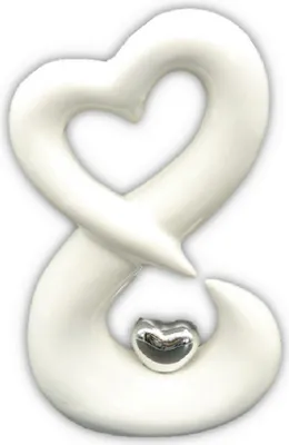 Produktbild von Herz Skulptur Weiß Silber Figur 16 cm hoch