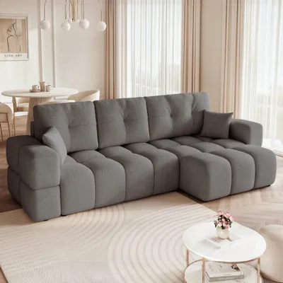 Produktbild von Universelles Ecksofa Casidi XL mit Schlaffunktion Centaur 15 Dunkelgrau Boucle Bettkasten