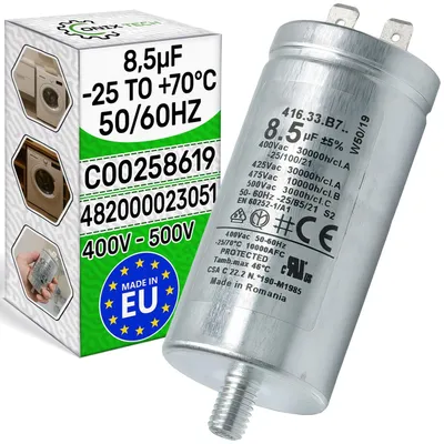 Startkondensator 8,5 µF, 72x35 mm, 500 V, -25 bis +70 °C