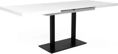 Image de Table de salle à manger extensible ORLANDO - Style moderne - Laqué blanc et noir - L 120-200 x P 80 x H 75 cm