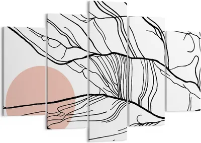 Produktbild von Bild auf Leinwand - Leinwandbild - 5 Teile - Abstraktion Linien Sonne - 150x100cm - Wand Bild - Wanddeko - Wandbilder - Leinwanddruck - Bilder - Wanddekoration - Leinwand bilder - EA150x100-4770