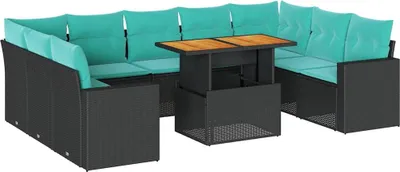 Produktbild von "im Sonderangebot" 10-tlg. Garten-Sofagarnitur moderne - Gartenmöbel Sets - Gartengarnitur - mit Kissen Schwarz Poly Rattan - NeuMöbel8460189