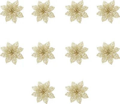 Produktbild von INF Weihnachtsblumen für Weihnachtsdeko Kunststoff Gold 10er Pack
