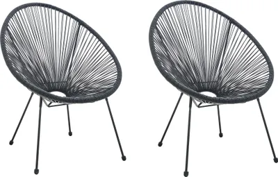Produktbild von Möbilia Garten-Stuhl 2er-Set | Sitzschale Kunststoff | Gestell Metall | B 73 x T 73 x H 88 cm | schwarz | 10020011 | Serie GARTEN