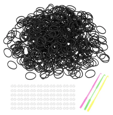 Produktbild von Gummibänder Set - 1800 Stück für Armbänder und Bastelarbeiten - Schwarz