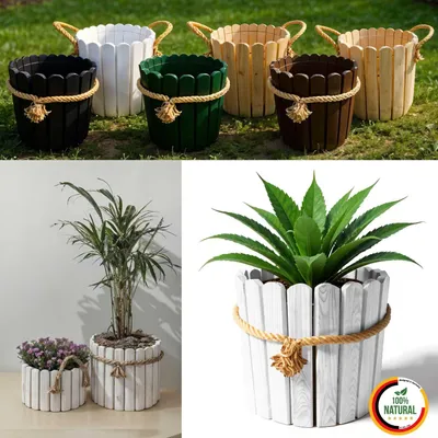 Obrázok produktu pre Floranica okrúhly kvetináč 30 x 30 cm z borovicového dreva, biely, kvetináč do domu aj záhrady