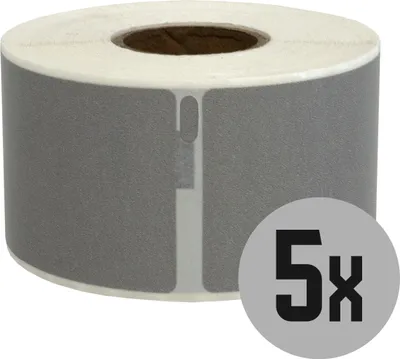 Produktbild von DULA Etiketten - Kompatibel mit Dymo 99012 / S0722400 Etiketten - Silber - Adressetiketten - 5 Rollen - 36 x 89 mm - 260 Etiketten pro Rolle