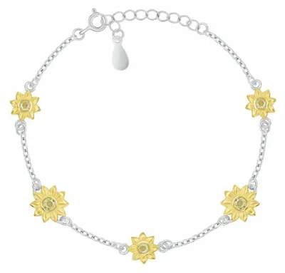 Produktbild von Silber Frauen´ s Bicolor-Armband mit Blumen BRC225W