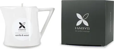 Produktbild von Habys Massagekerze Vanilla & Wood | Mit Sheabutter & Avocadoöl | Massageöl, Candle, Körperpflege, Entspannung, Spa | 110 ml