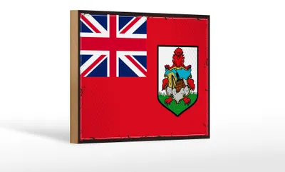 Produktbild von Holzschild Flagge Bermudas 18x12cm Retro Flag of Bermuda