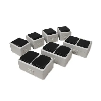Produktbild von 7-teiliges Feuchtraum-Set McPower "Taff Werkstatt", grau, IP44