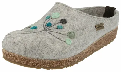 Produktbild von Haflinger Damen Hausschuh Stickerei Pantoffel Filz Grizzly Amaya 751009, Größe:42 EU, Farbe:Grau