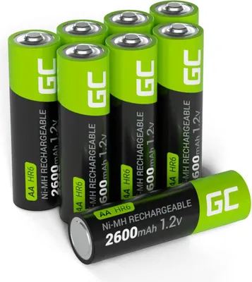 Productafbeelding van GREEN CELL batterij, 2600 mAh, 1.2V, 8 stuks, AA Mignon, type NI-MH, 1.2V voorbeladen