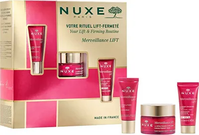 Zdjęcie produktu dla Zestaw Nuxe Firmness Routine - wegański ujędrniający krem na dzień do twarzy 50 ml, wegański liftingujący krem pod oczy 15 ml, wegański liftingujący krem na noc do twarzy 15 ml
